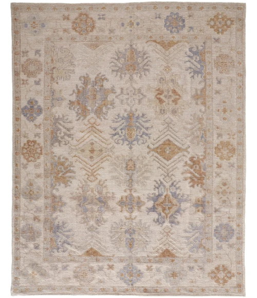 Feizy Wendover Eco-Friendly PET Oushak Rug, Ivory/Tan/Stone Blue, 10ft x 14ft Area Rug