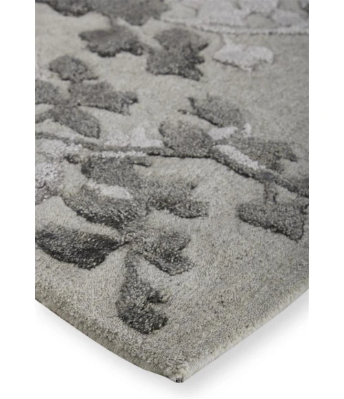 Feizy Bella Casual Floral & Botanical, Gray/Silver/Taupe, 2'-6" x 8' Runner