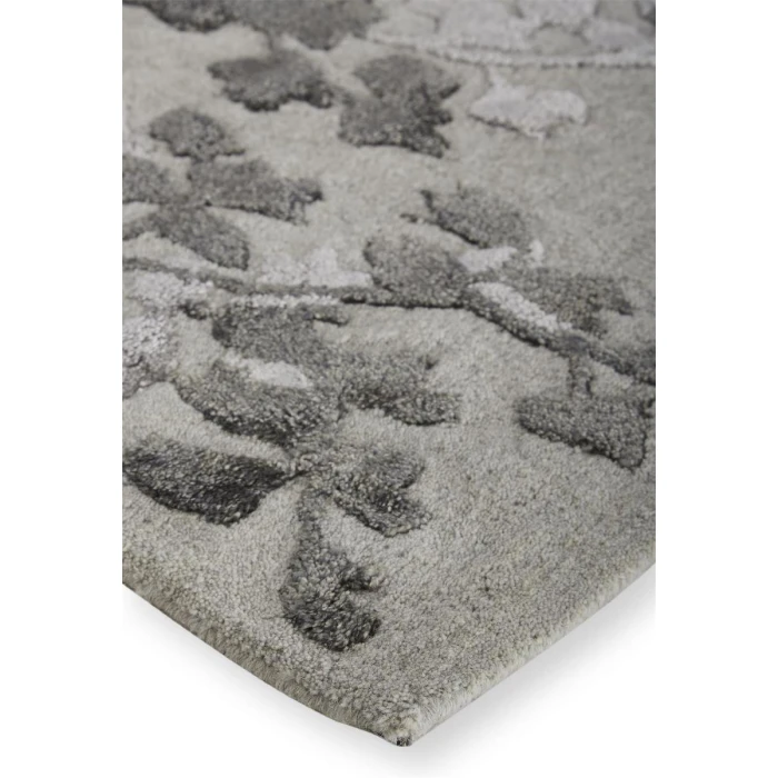 Feizy Bella Casual Floral & Botanical, Gray/Silver/Taupe, 2'-6" x 8' Runner