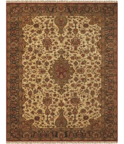 Feizy Bradford Ivory/Red/Taupe 3546531F 8ft. x 8ft. Round Rug
