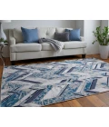 Feizy Indio Casual Herringbone, Ivory/Blue/Gray, 9'-2" x 12' Area Rug