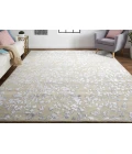 Feizy Bella High/Low Floral Wool Rug, Latte/Silver Gray, 5ft x 8ft Area Rug