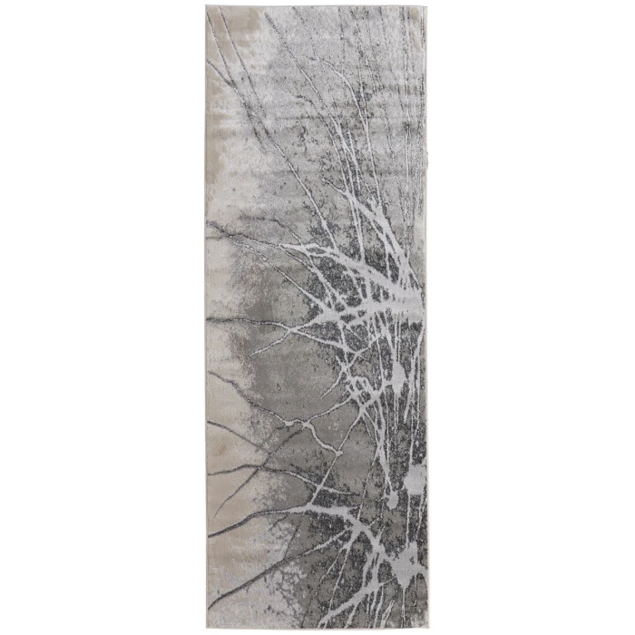 Feizy Astra Industrial Abstract, Gray/Silver/Ivory, 2'-10" x 7'-10" Runner
