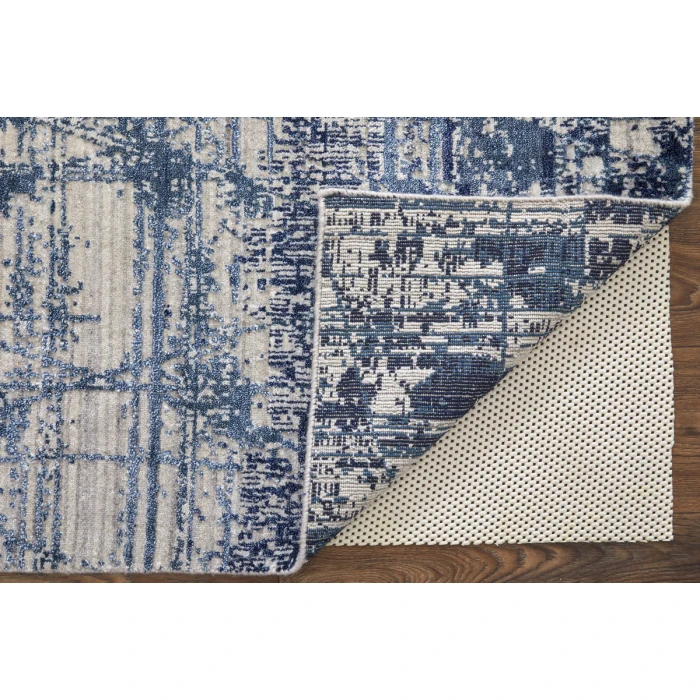 Feizy Eastfield Casual Abstract, Blue/Ivory, 8' x 8' Round Rug