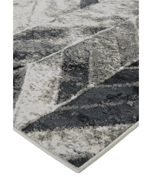 Feizy Micah Industrial Chevron, Black/Gray/Silver, 12' x 18' Area Rug
