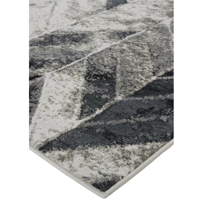 Feizy Micah Industrial Chevron, Black/Gray/Silver, 8' x 10' Area Rug