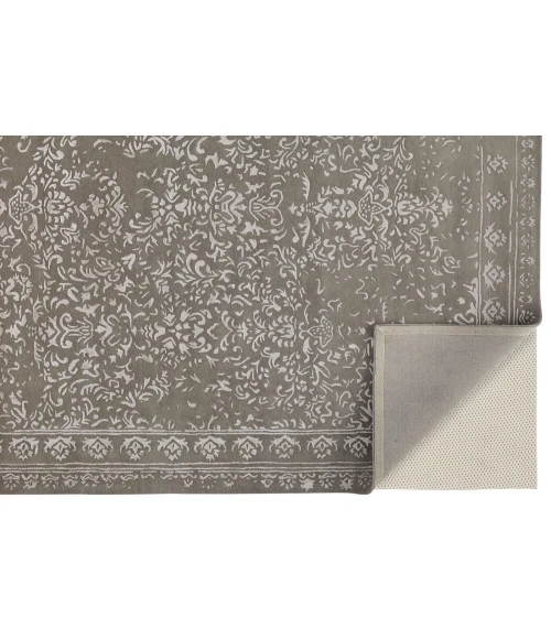 Feizy Bella High/Low Floral Wool Rug, Warm Silver Gray, 10ft x 14ft Area Rug