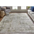 Feizy Cadiz Casual Abstract, Green/Gray/Ivory, 3'-1" x 10' Runner