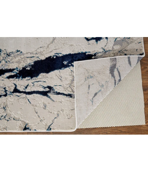 Feizy Indio Industrial Abstract, Ivory/Blue/Black, 8' x 10' Area Rug