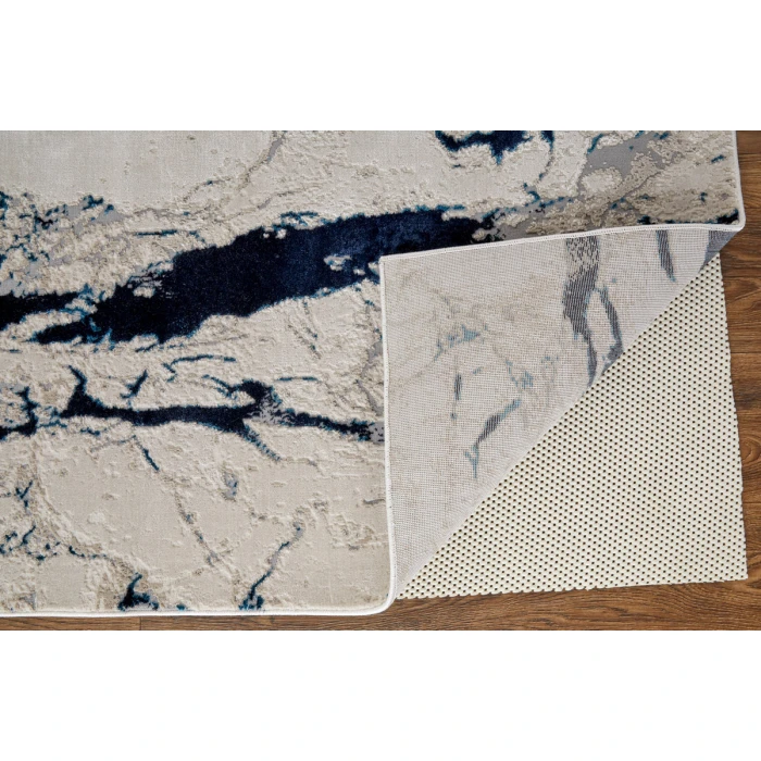 Feizy Indio Industrial Abstract, Ivory/Blue/Black, 3'-11" x 6' Accent Rug