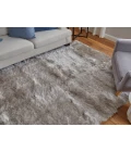 Feizy Indochine Luxury & Glam Solid, Gray/Silver, 8' x 8' Round Rug
