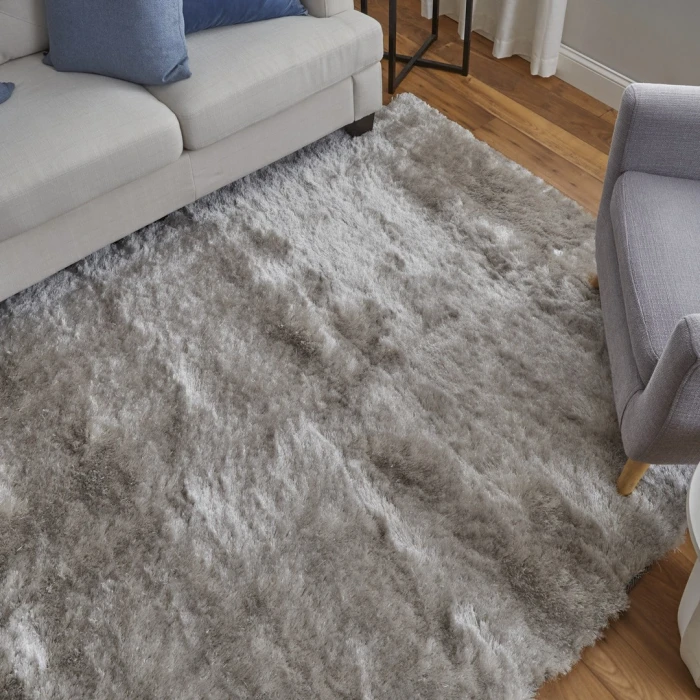 Feizy Indochine Luxury & Glam Solid, Gray/Silver, 8' x 8' Round Rug