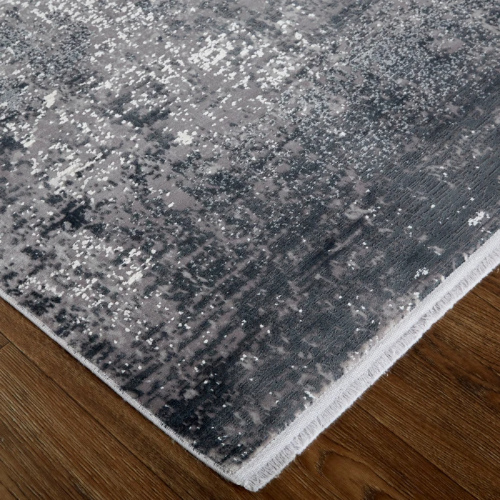 Feizy Cadiz Gradient Watercolor Rug, Silver Gray/Black, 9ft-9in x 13ft-2in Area Rug