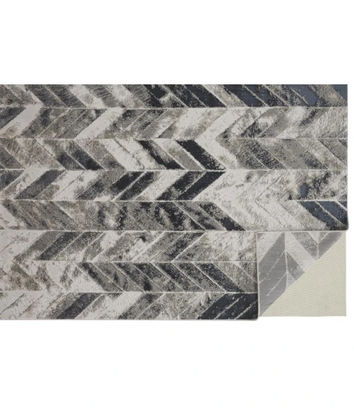 Feizy Micah Industrial Chevron, Black/Gray/Silver, 12' x 18' Area Rug