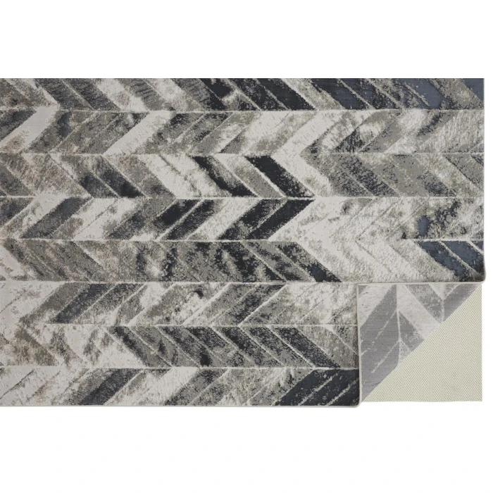 Feizy Micah Industrial Chevron, Black/Gray/Silver, 8' x 10' Area Rug