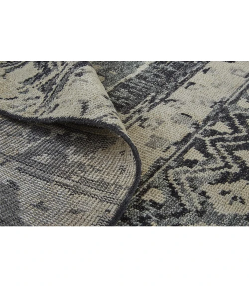 Feizy Palomar Luxe Hand-Knot Area Rug, Charcoal Gray/Light Beige, 7x9in x 9x9in