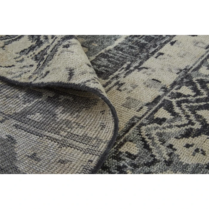 Feizy Palomar Luxe Hand-Knot Area Rug, Charcoal Gray/Light Beige, 5x6in x 8x6in