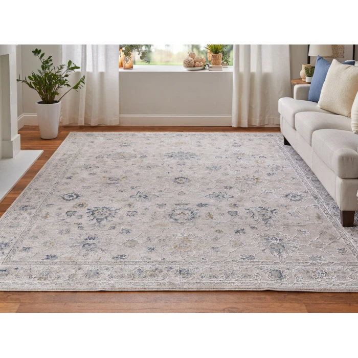 Feizy Pasha BEIGE/BLUE PAS39M7F 2 ft. X 3 ft. Rectangle Rug