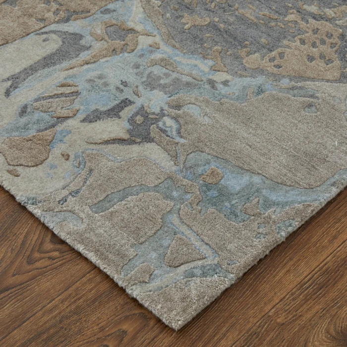 Feizy Zarah Industrial Watercolor, Gray/Tan/Blue, 2' x 3' Accent Rug