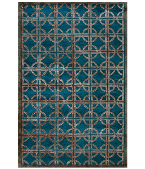 Feizy Dim Sum Global Abstract, Blue/Taupe, 3'-6" x 5'-6" Accent Rug