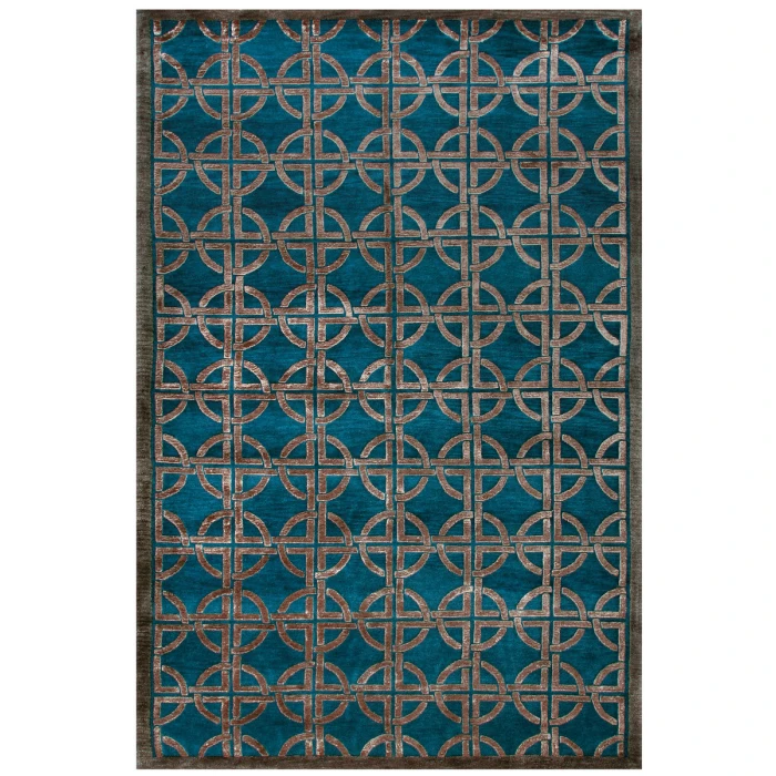 Feizy Dim Sum Global Abstract, Blue/Taupe, 3'-6" x 5'-6" Accent Rug