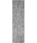Feizy Elias Luxe Geometric Maze Runner, High/Low, Gray/Ivory/Blue, 2ft - 9in x 10ft