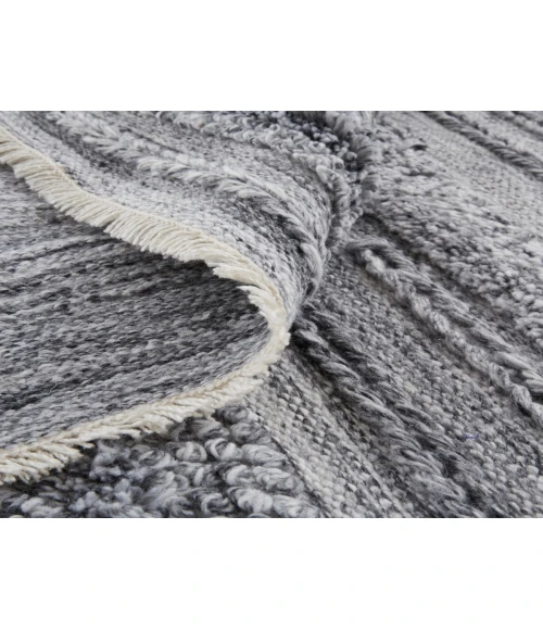 Feizy Alden Contemporary Bohemian Shag Rug, Ivory/Dark Gray, 8ft x 10ft Area Rug