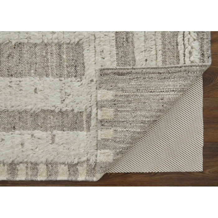 Feizy Ashby Farmhouse Geometric, Gray/Ivory, 3'-6" x 5'-6" Accent Rug