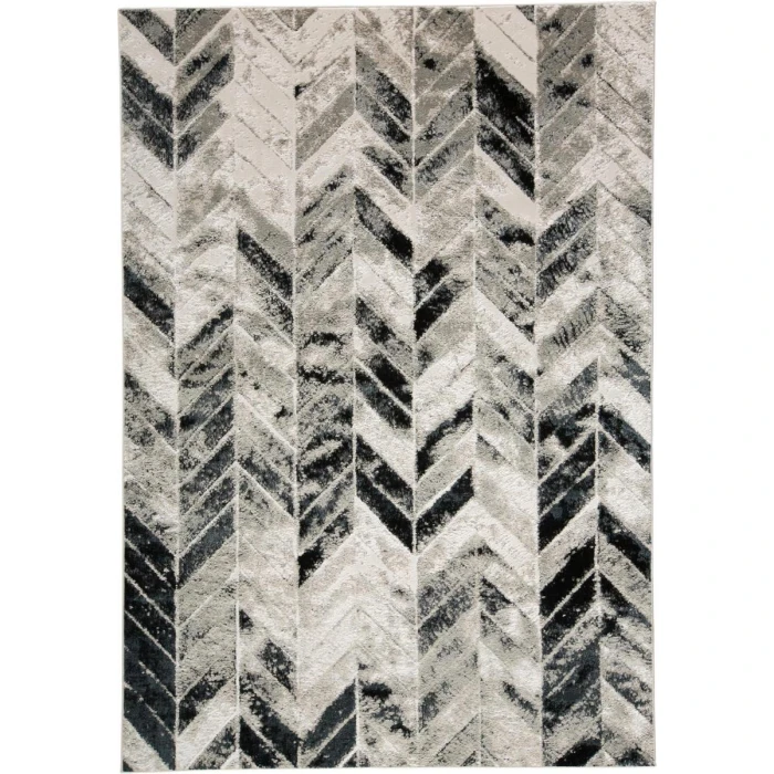 Feizy Micah Industrial Chevron, Black/Gray/Silver, 8' x 10' Area Rug