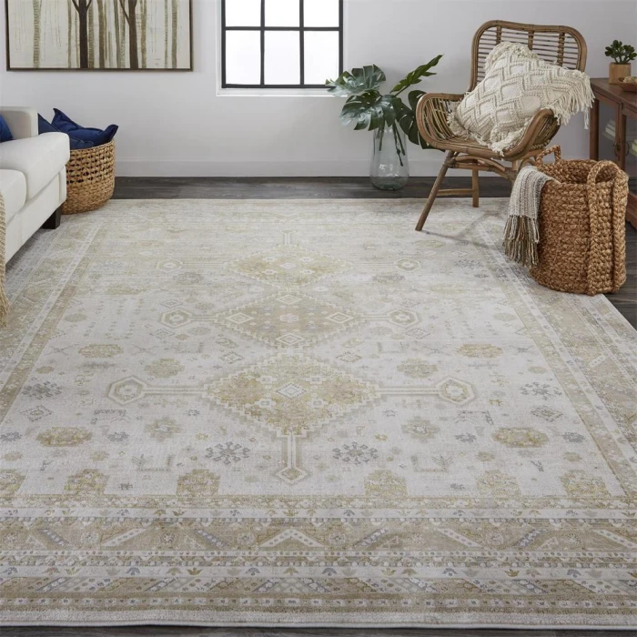 Feizy Aura Vintage Persian, Gold/Ivory, 9'-2" x 12' Area Rug