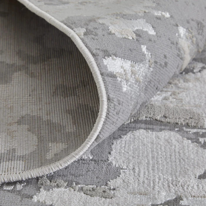 Feizy Micah Industrial Abstract, Silver/Gray/White, 3'-11" x 6' Accent Rug