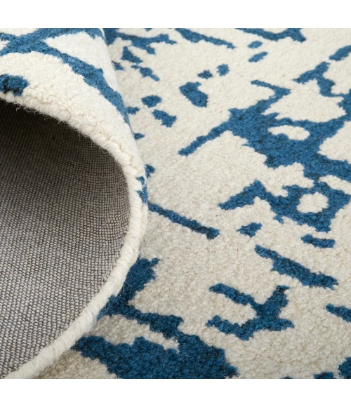 Feizy Dineen Mid-Century Modern Abstract, Ivory/Blue, 8' x 10' Area Rug