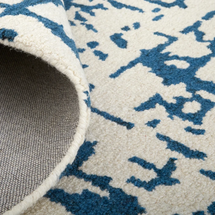 Feizy Dineen Mid-Century Modern Abstract, Ivory/Blue, 8' x 10' Area Rug