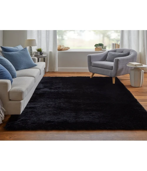 Feizy Indochine Luxury & Glam Solid, Black, 8' x 8' Round Rug