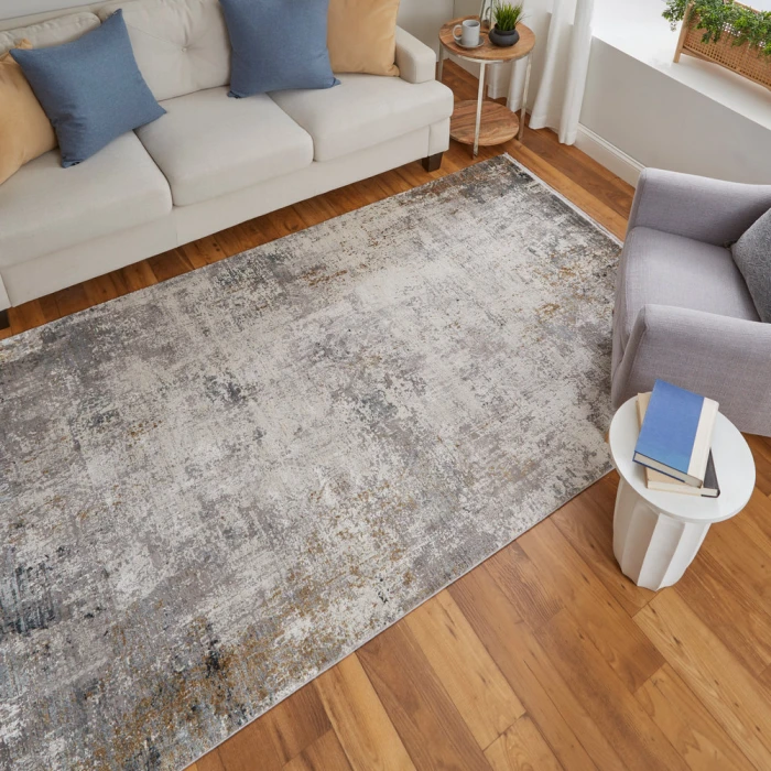 Feizy Cadiz Industrial Abstract, Ivory/Taupe/Gray, 12' x 18' Area Rug