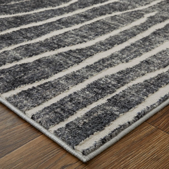 Feizy Kano Industrial Abstract, Black/Gray/Ivory, 2'-7" x 8' Runner