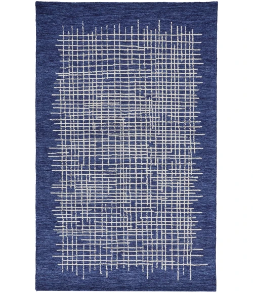 Feizy Maddox Modern Tufted Architectural Area Rug, Navy Blue, 9ft x 12ft