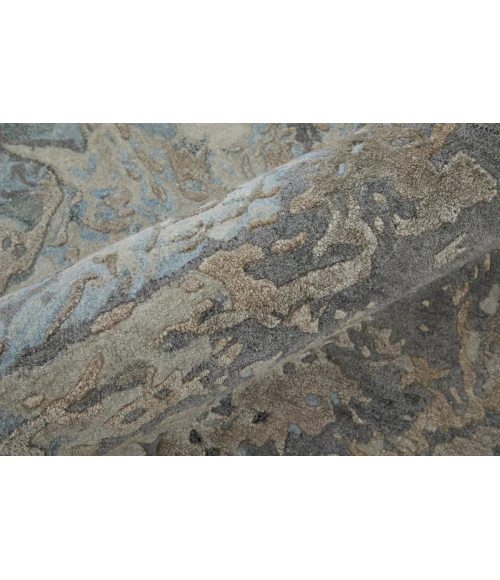 Feizy Zarah Industrial Watercolor, Gray/Tan/Blue, 8' x 10' Area Rug