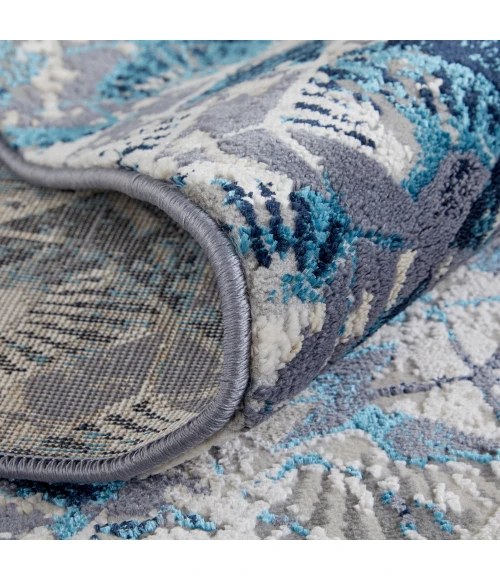 Feizy Indio Bohemian & Eclectic Diamond, Blue/Ivory/Gray, 2'-10" x 7'-10" Runner