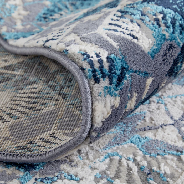 Feizy Indio Bohemian & Eclectic Diamond, Blue/Ivory/Gray, 2'-10" x 7'-10" Runner