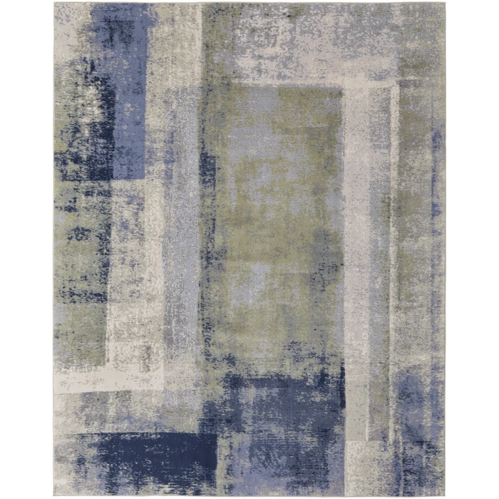 Feizy Clio Casual Abstract, Blue/Green/Ivory, 9' x 12' Area Rug