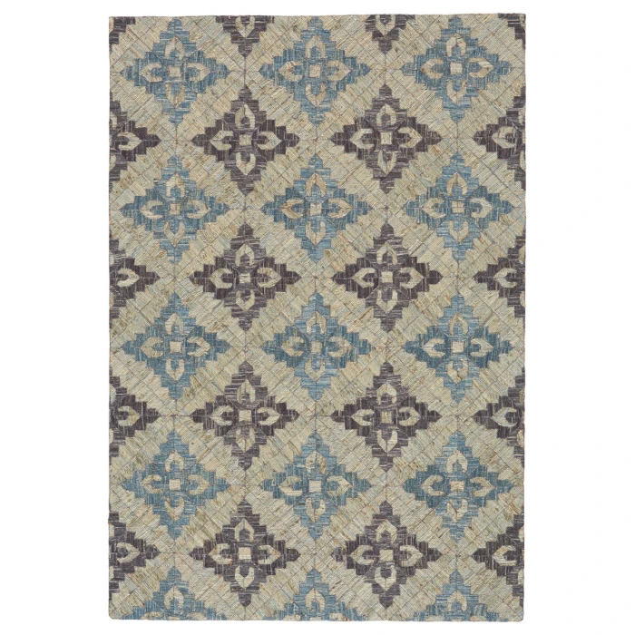Feizy Bermuda Bohemian & Eclectic Geometric, Blue/Gray/Taupe, 5' x 8' Area Rug