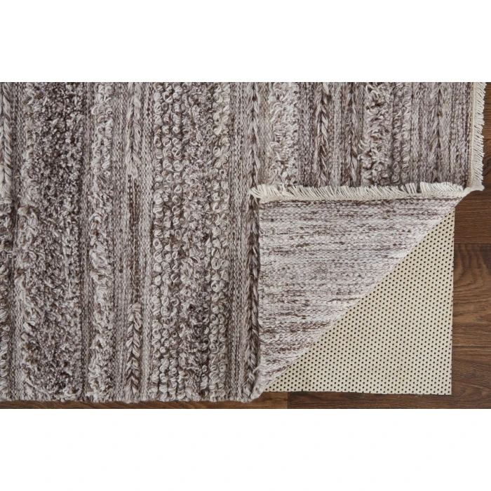 Feizy Alden Contemporary Bohemian Shag Rug, Ivory/Rustic Brown, 5ft x 8ft Area Rug