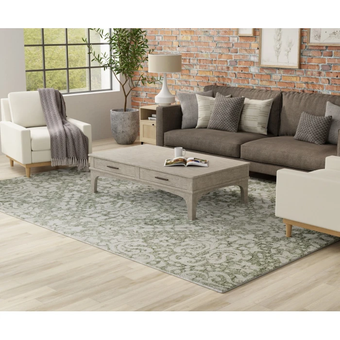 Feizy Belfort Ivory/Green 8698A28F 12 ft. X 15 ft. Rect. Rug