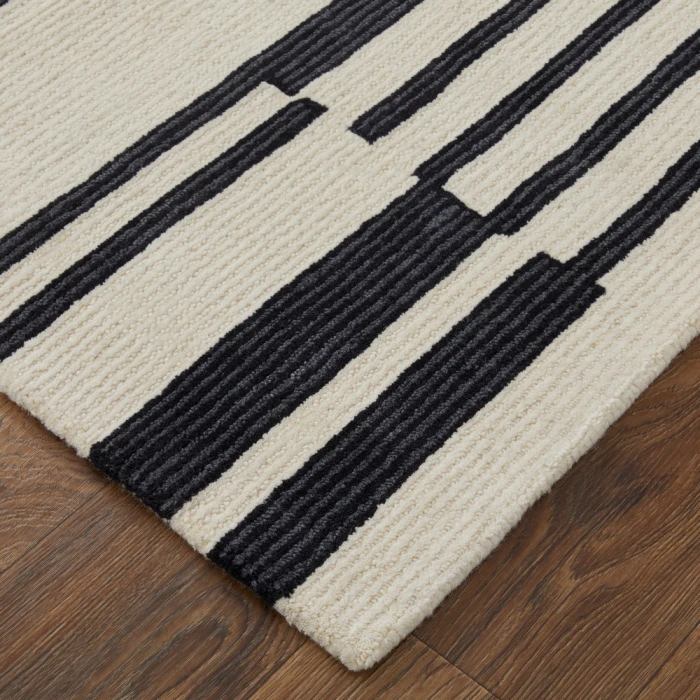 Feizy Maguire Industrial Abstract, Ivory/Black, 5' x 8' Area Rug