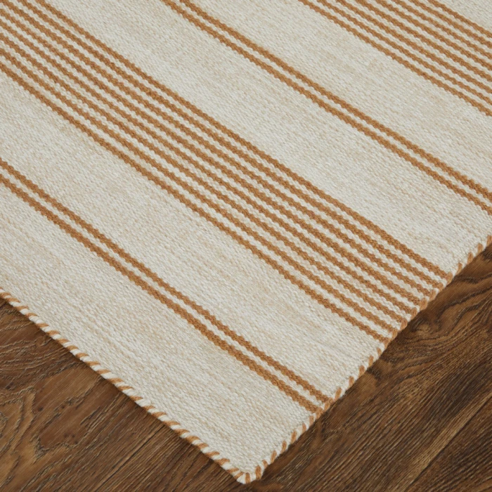 Feizy Duprine Casual Stripes, Ivory/Taupe/Brown, 10' x 14' Area Rug
