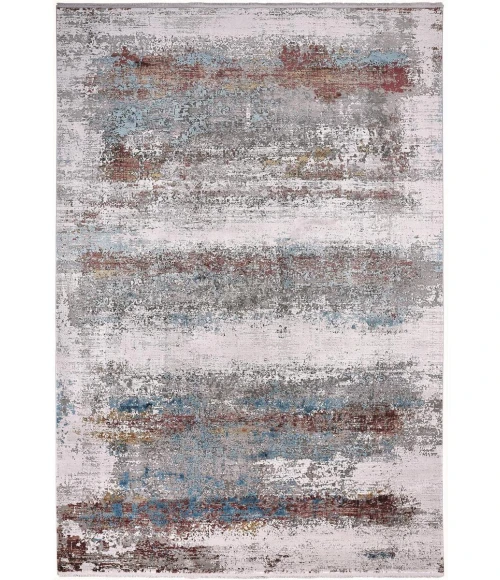 Feizy Cadiz Industrial Abstract, Gray/Red/Blue, 13' x 20' Area Rug