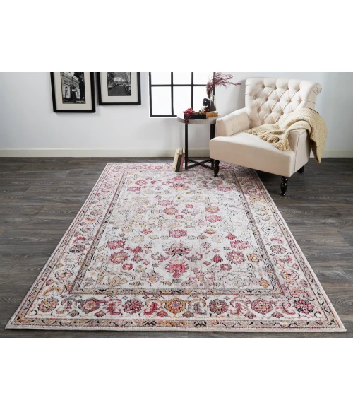 Feizy Armant Vintage Oriental, Ivory/Pink/Gray, 9'-5" x 12'-5" Area Rug