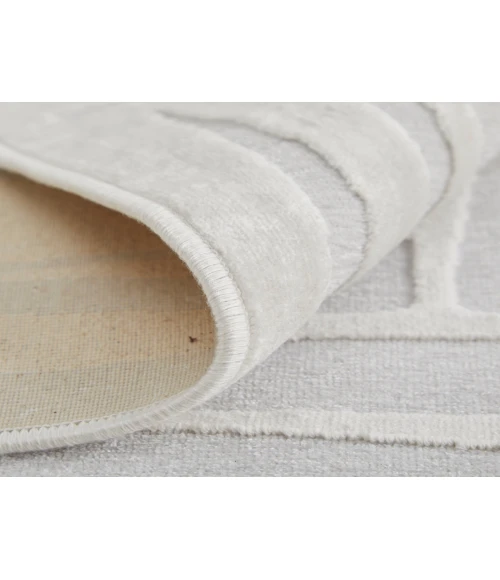 Feizy Saphir Mira WHITE/WHITE 6803493F 7 ft. 6 in. X 7 ft. 6 in. Round Rug