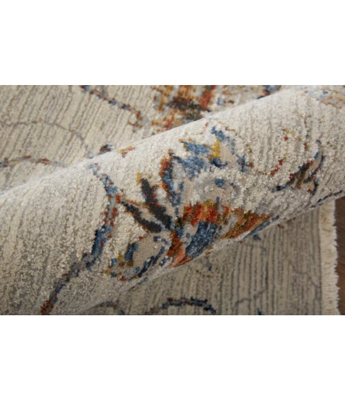Feizy Kaia Casual Floral & Botanical, Ivory/Orange/Blue, 3' x 5' Accent Rug